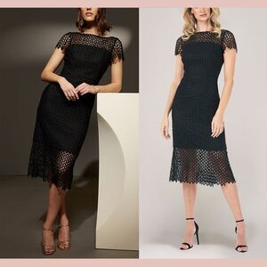 Kay Unger | Dresses | Nwt Kay Unger New York Tatum Floral Lace Midi Dress  In Black Size 8 | Poshmark